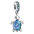 Charm Tortuga de Plata con Zirconia Azul compatible con Pandora
