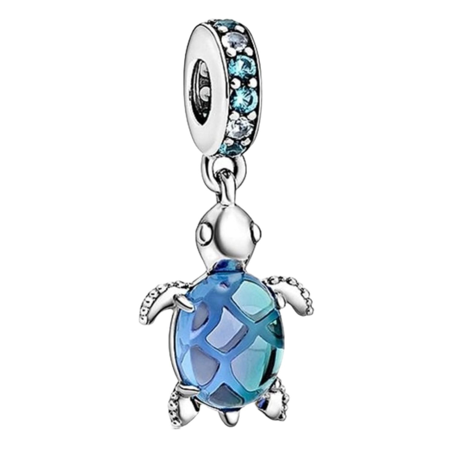 Charm Tortuga de Plata con Zirconia Azul compatible con Pandora