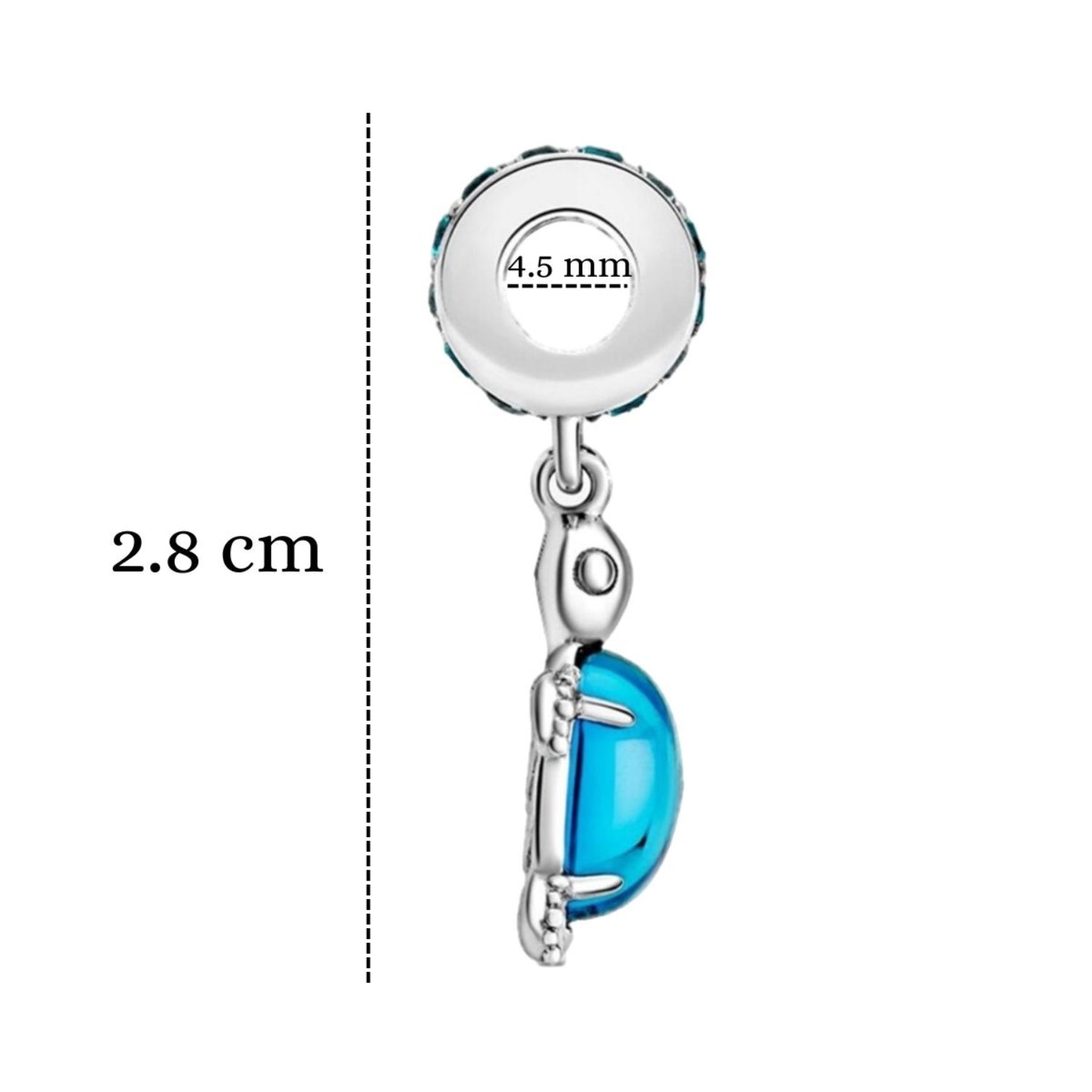 Charm Tortuga de Plata con Zirconia Azul compatible con Pandora