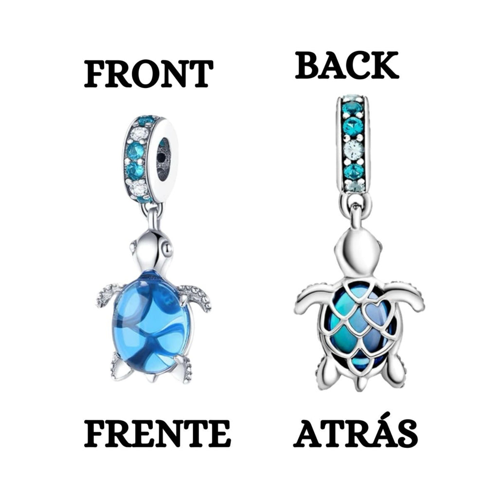 Charm Tortuga de Plata con Zirconia Azul compatible con Pandora