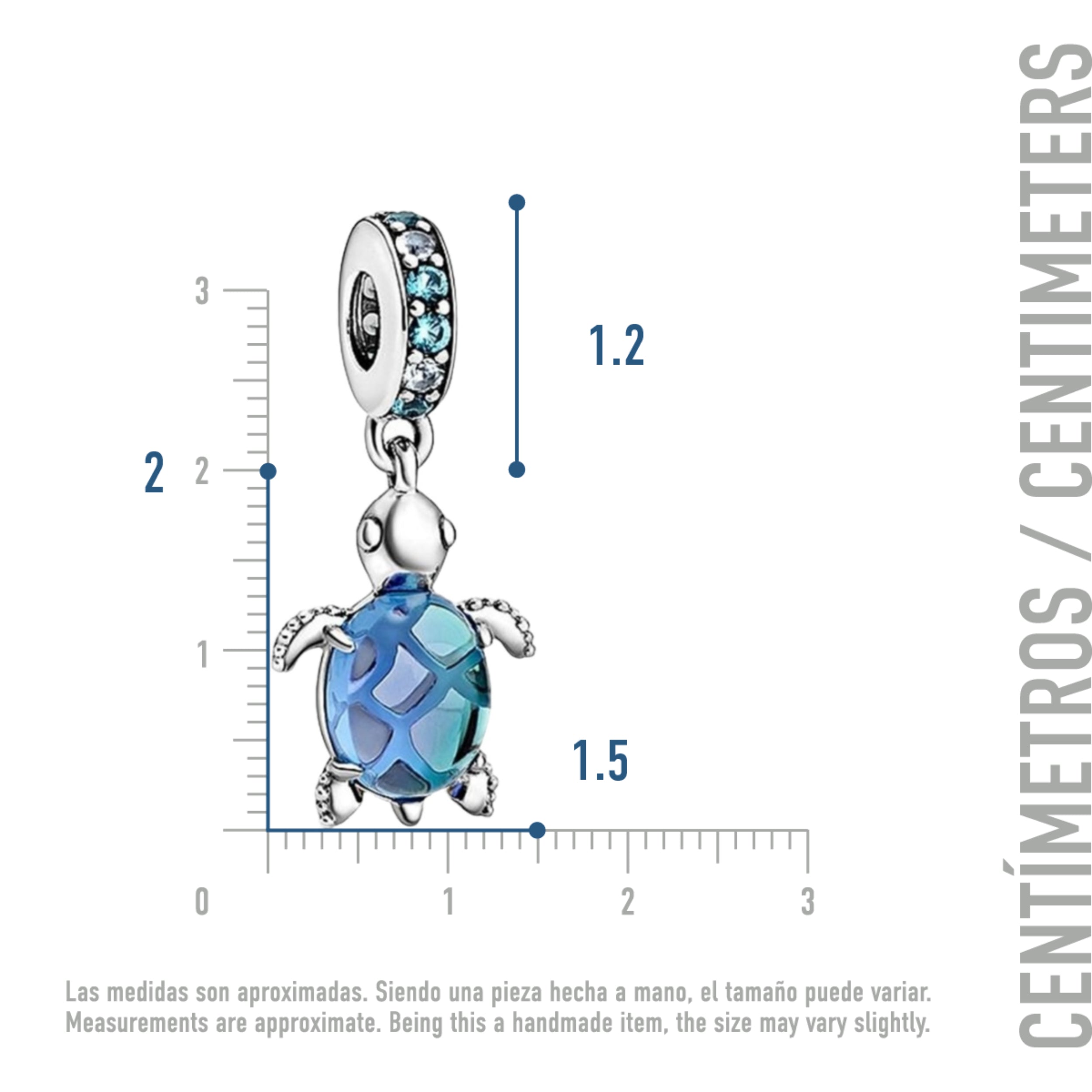 Charm Tortuga de Plata con Zirconia Azul compatible con Pandora