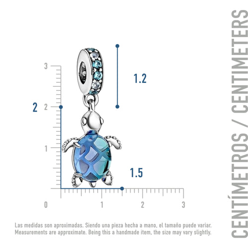 Charm Tortuga de Plata con Zirconia Azul compatible con Pandora