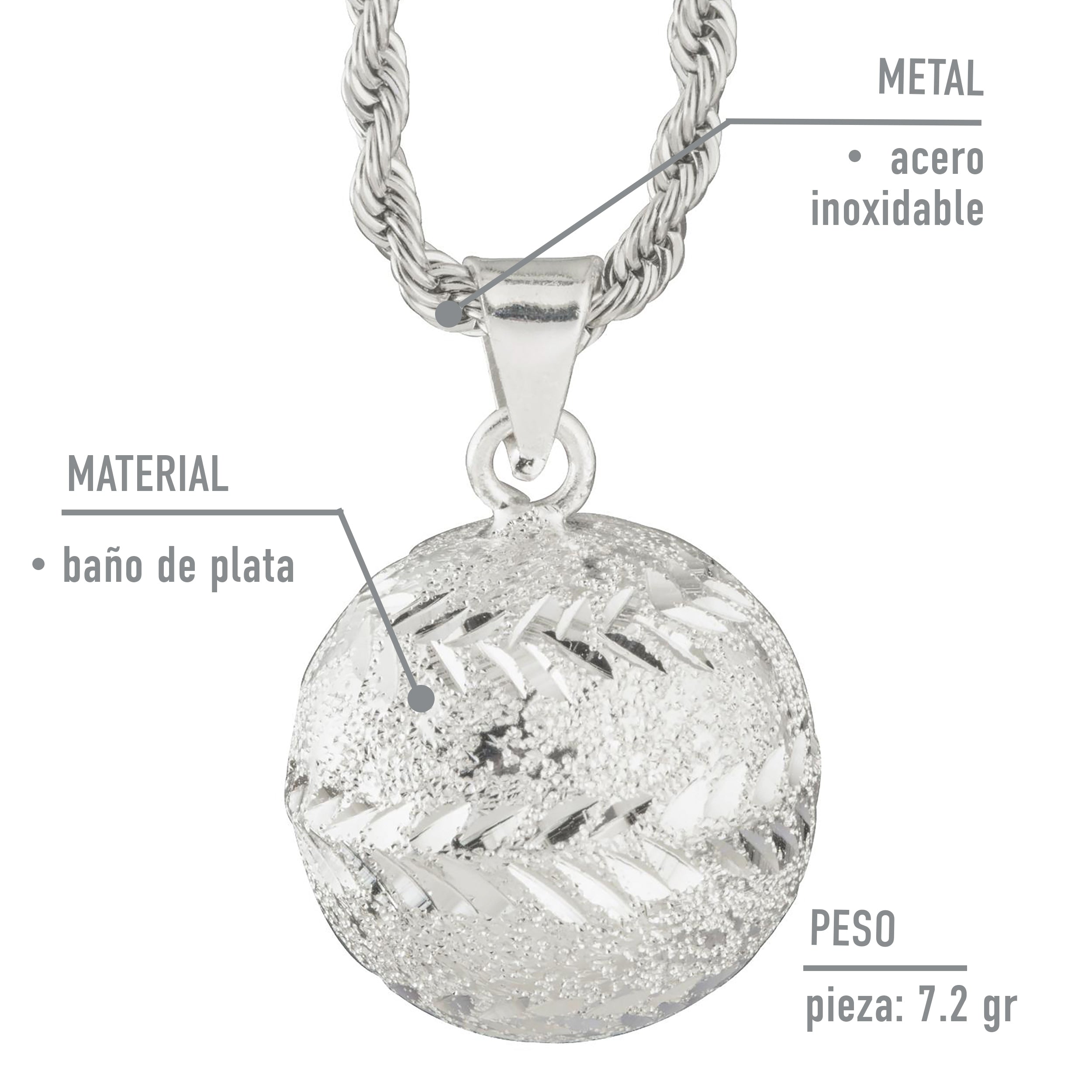 Collar Llamador de Ángeles en Baño de Plata con Cadena de Acero Inoxidable