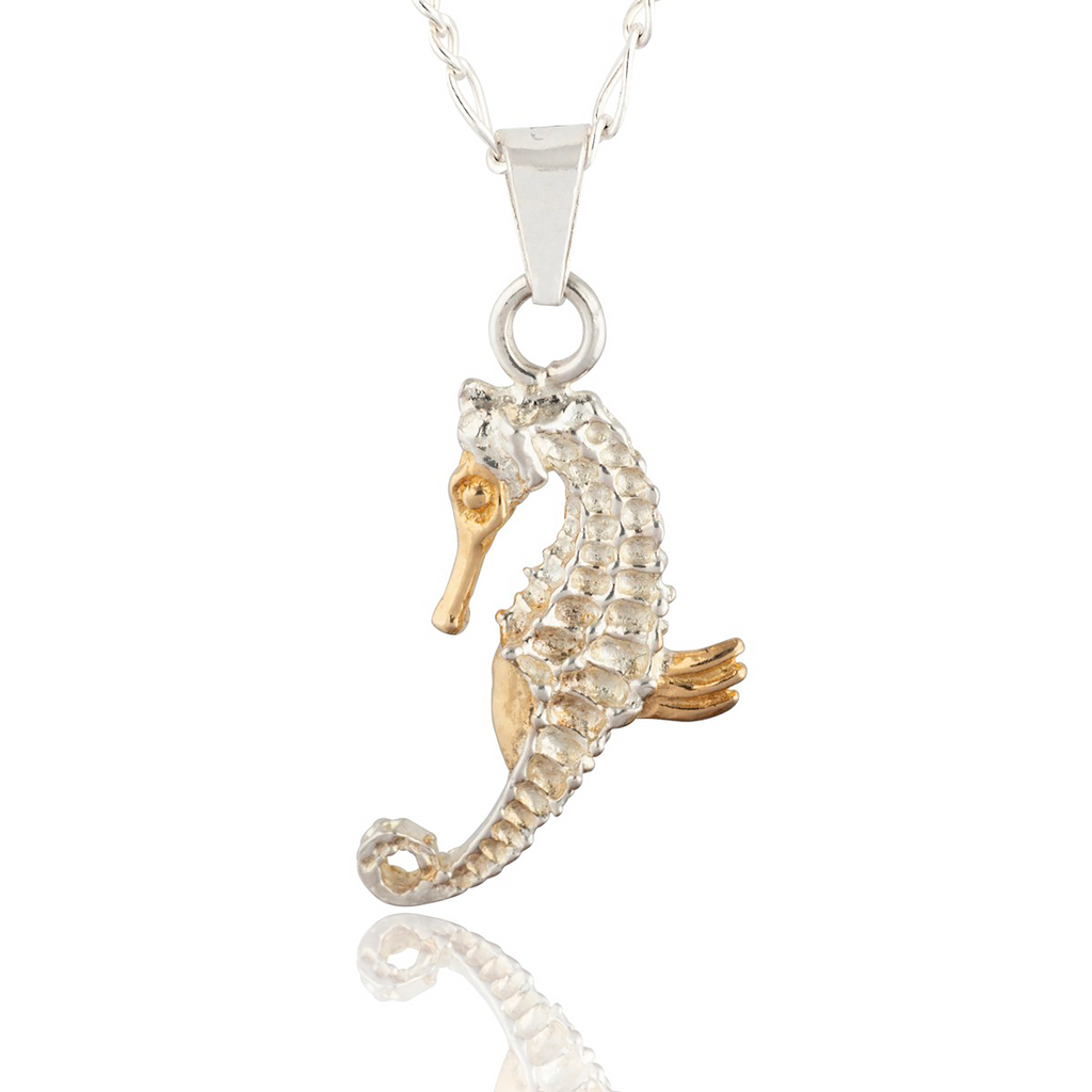Collar de Caballito de Mar en Plata y Baño de Oro de 14 K