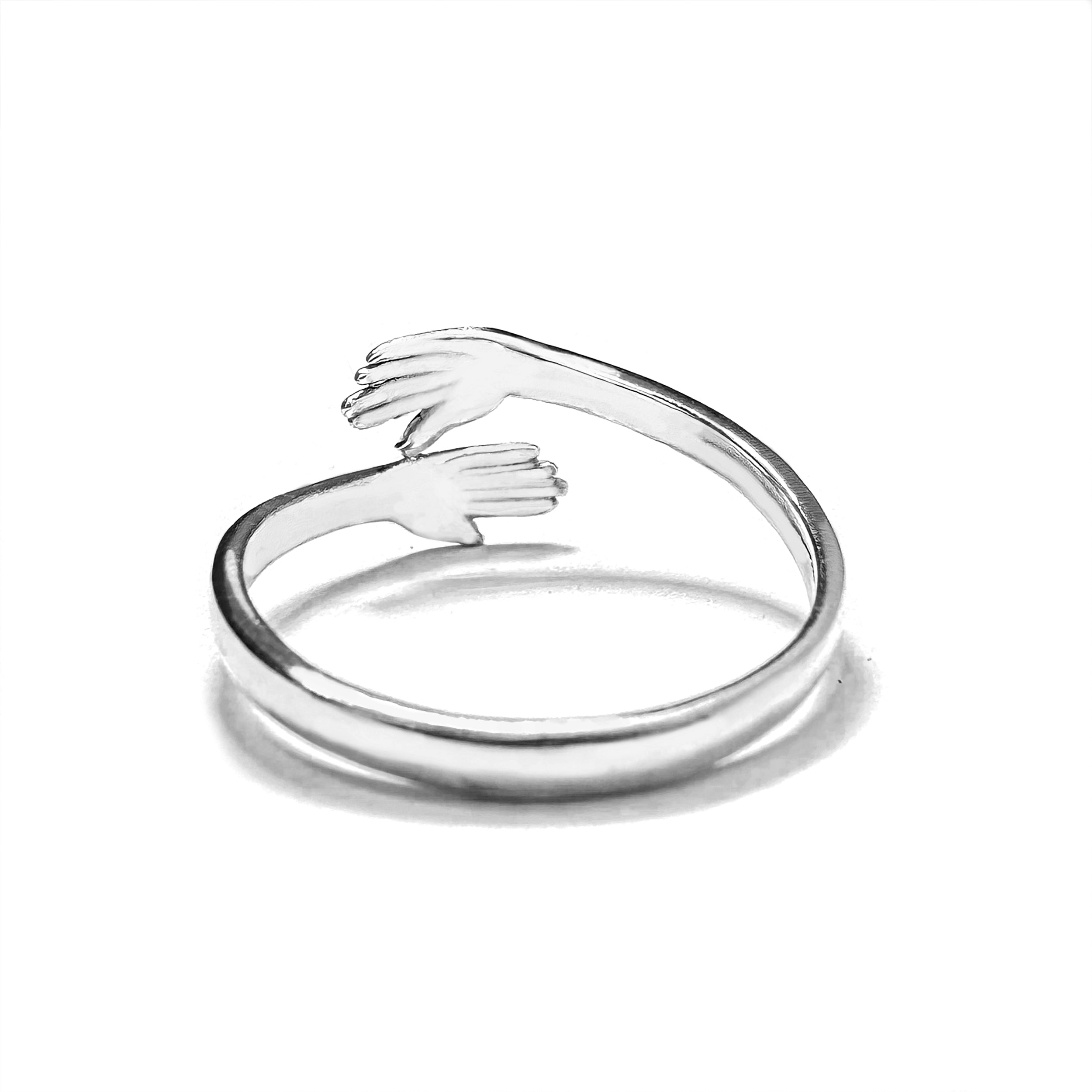 Anillo de Plata para Mujer 925 - Anillos de Promesa en Plata para Hombre o Mujer - Anillo Abrazo de Pareja Sencillo y Ajustable - Regalos para Parejas