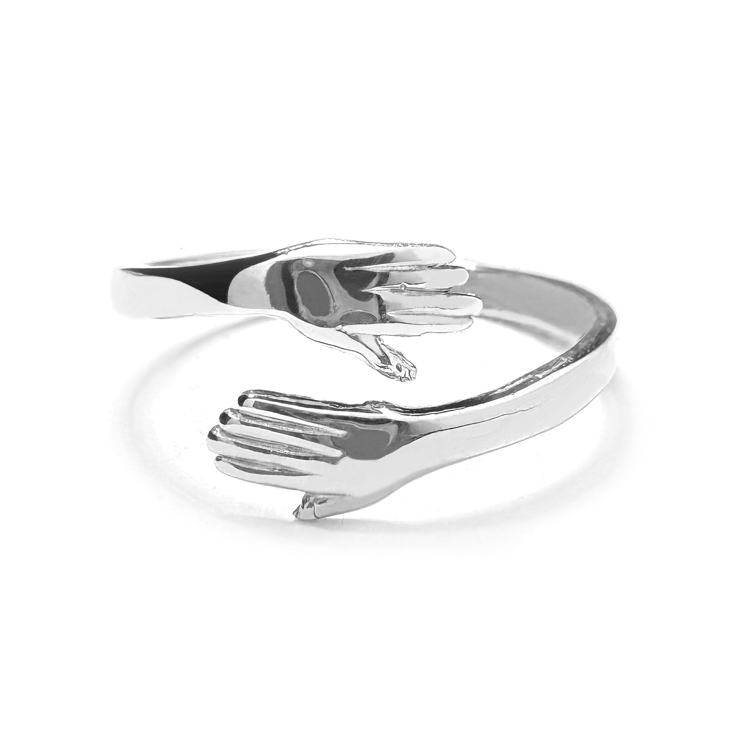 Anillo de Plata para Mujer 925 - Anillos de Promesa en Plata para Hombre o Mujer - Anillo Abrazo de Pareja Sencillo y Ajustable - Regalos para Parejas