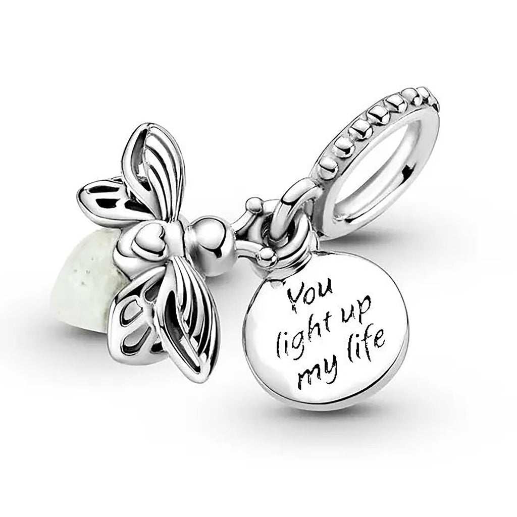 Charm Evangeline para Pulsera o Collar - Dije de Plata 925 Luciérnaga con "You Light Up My Life"