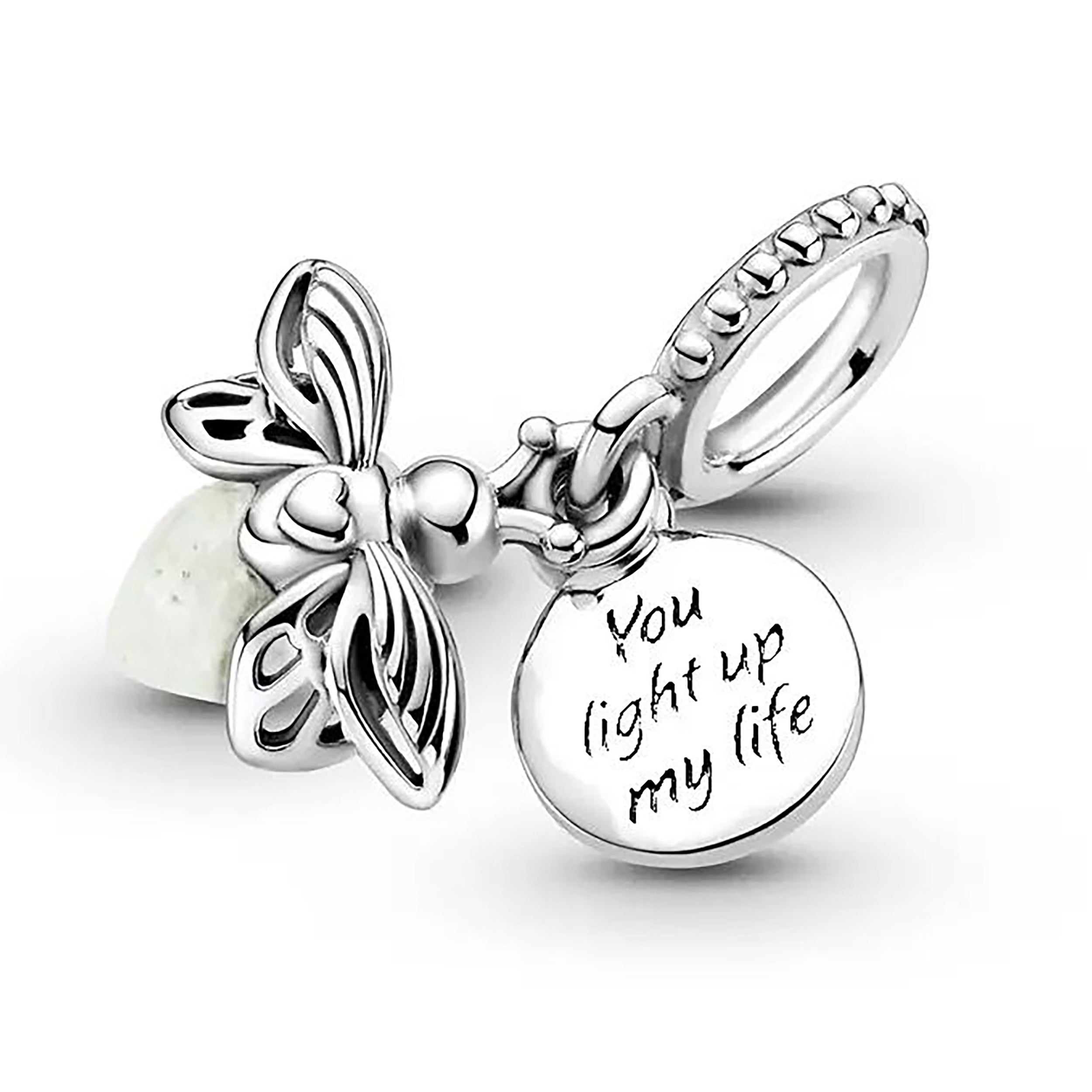 Charm Evangeline para Pulsera o Collar - Dije de Plata 925 Luciérnaga con "You Light Up My Life"