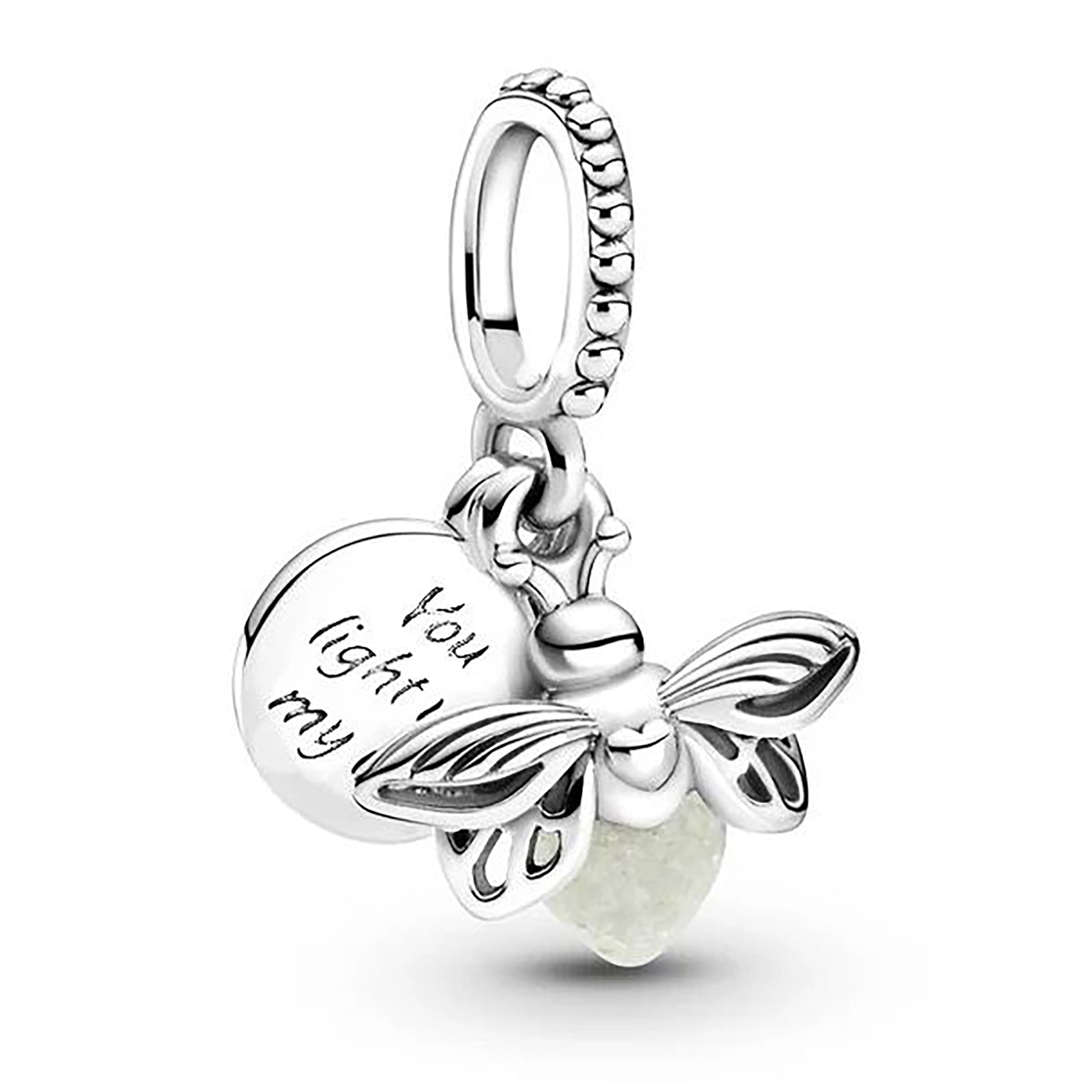 Charm Evangeline para Pulsera o Collar - Dije de Plata 925 Luciérnaga con "You Light Up My Life"