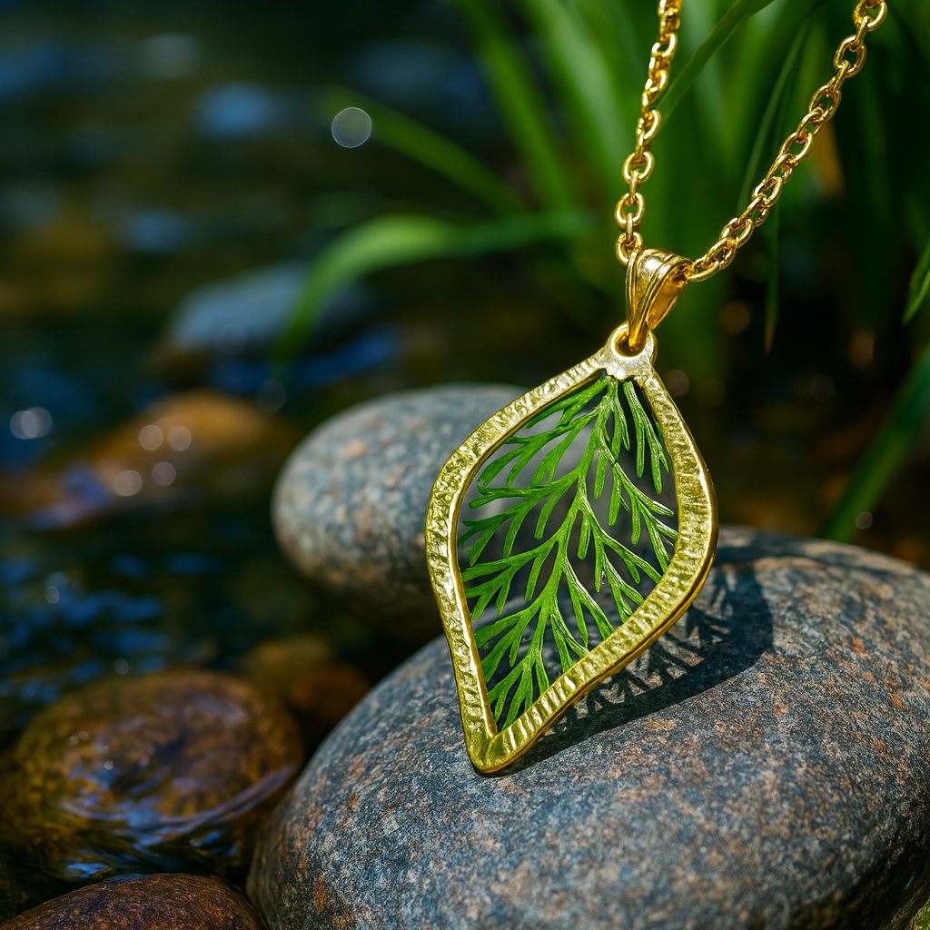 Collar de Acero Inoxidable de Hoja Dorada