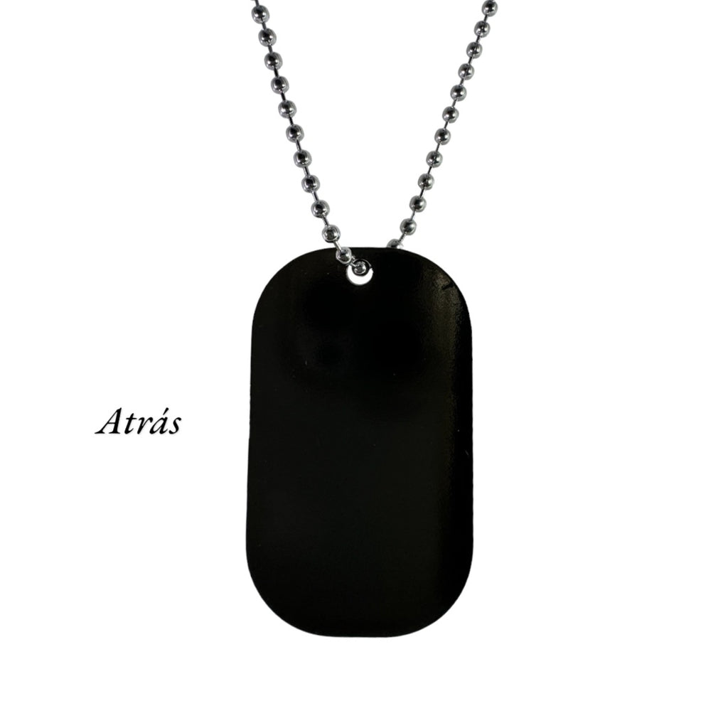 Cadena del Temach - Cadena Negra para Hombre de Acero Inoxidable - Placa Militar y Collar de Soldado - Regalo para Hombre de Joyería