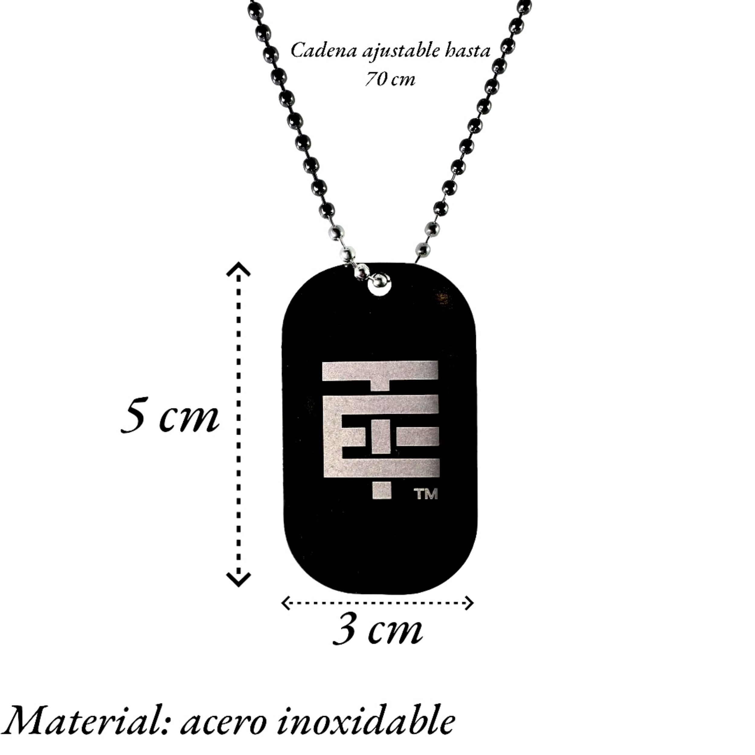 Cadena del Temach - Cadena Negra para Hombre de Acero Inoxidable - Placa Militar y Collar de Soldado - Regalo para Hombre de Joyería