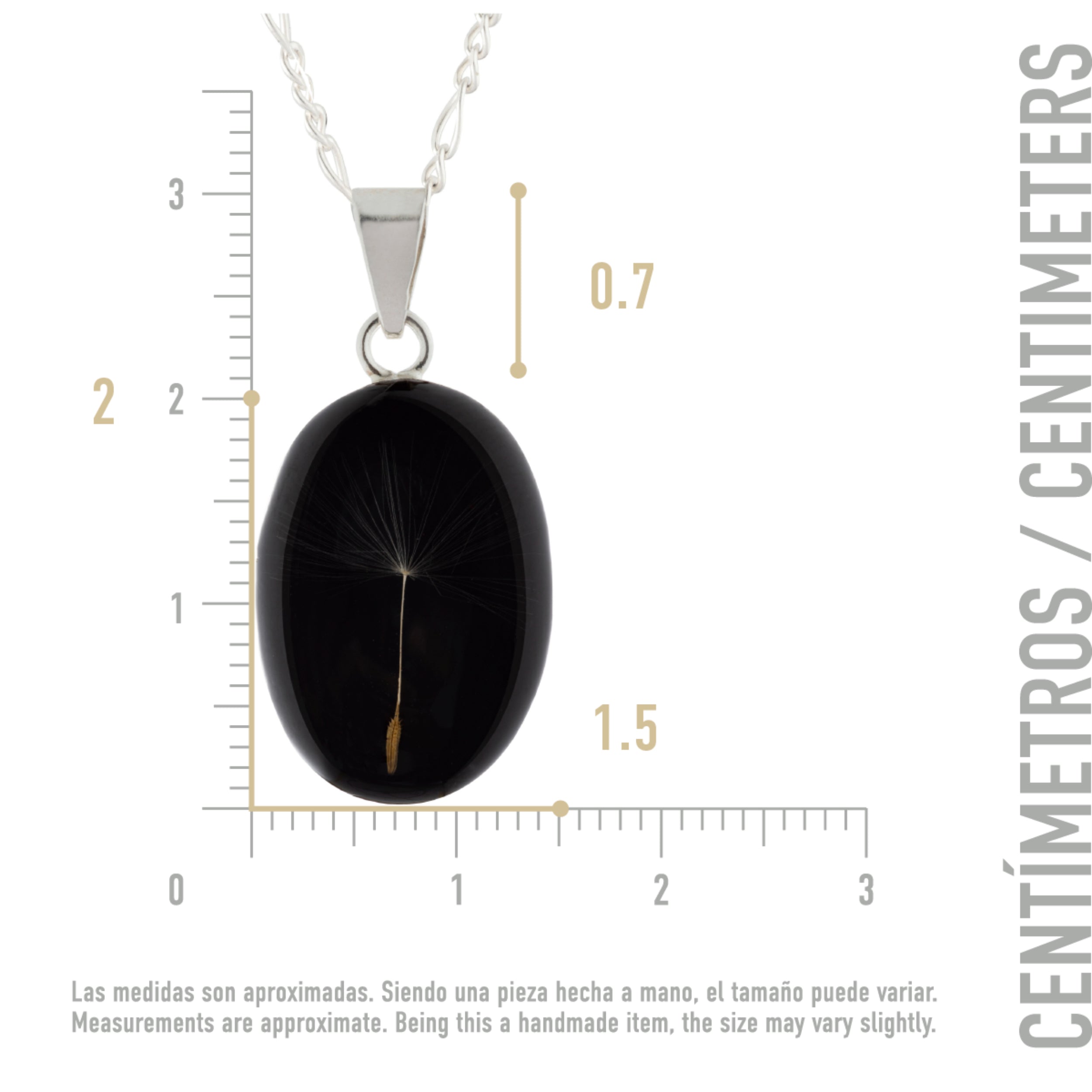 Collar de Plata con Semilla de Diente de León en Fondo Negro