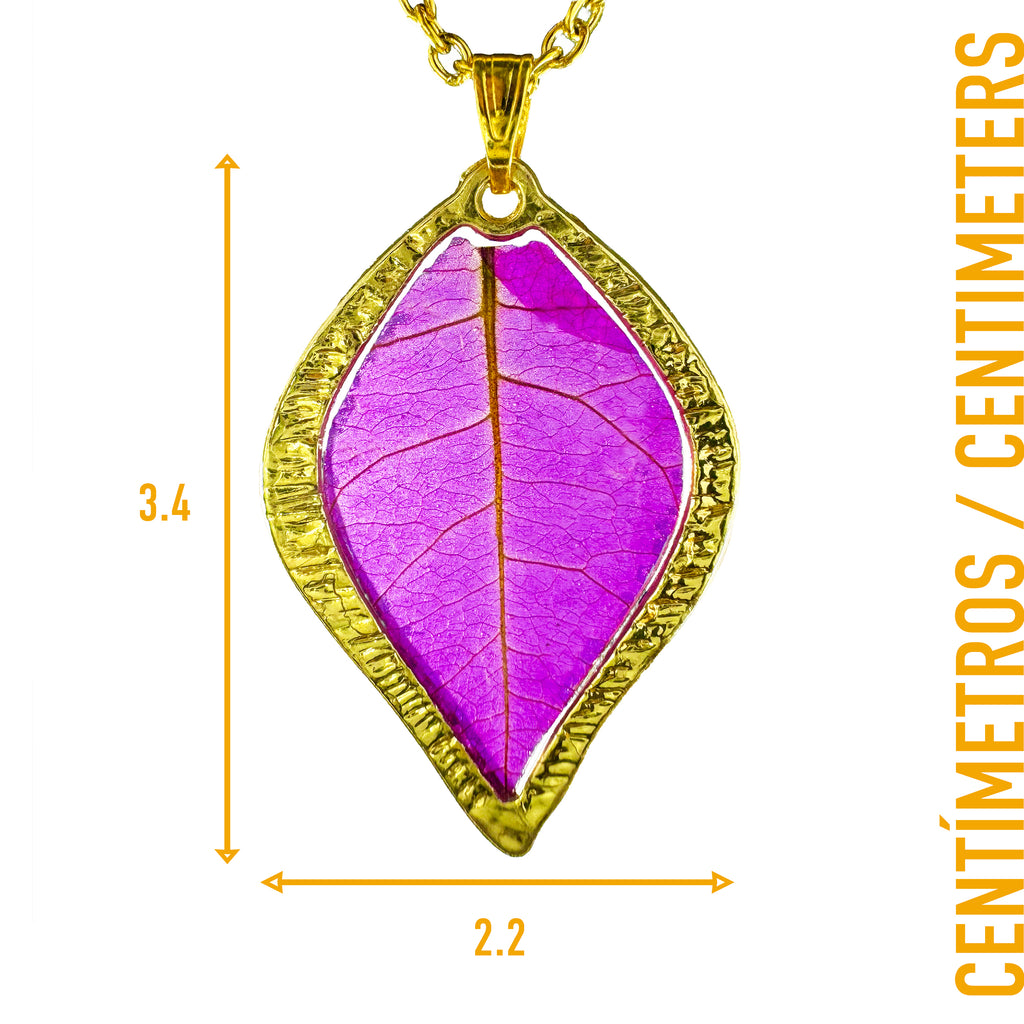 Collar de Acero Inoxidable Dorado con Hoja de Bugambilia