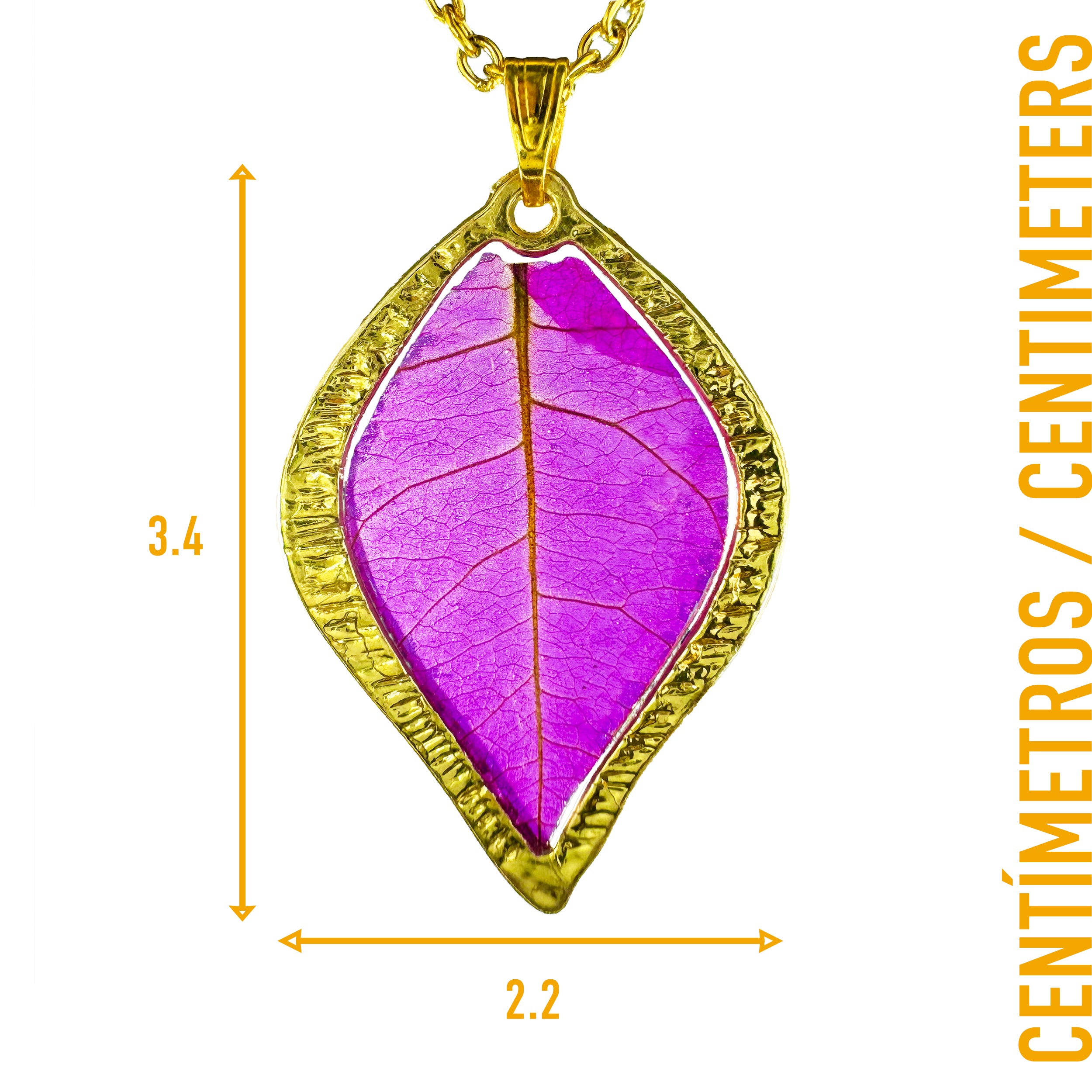 Collar de Acero Inoxidable Dorado con Hoja de Bugambilia