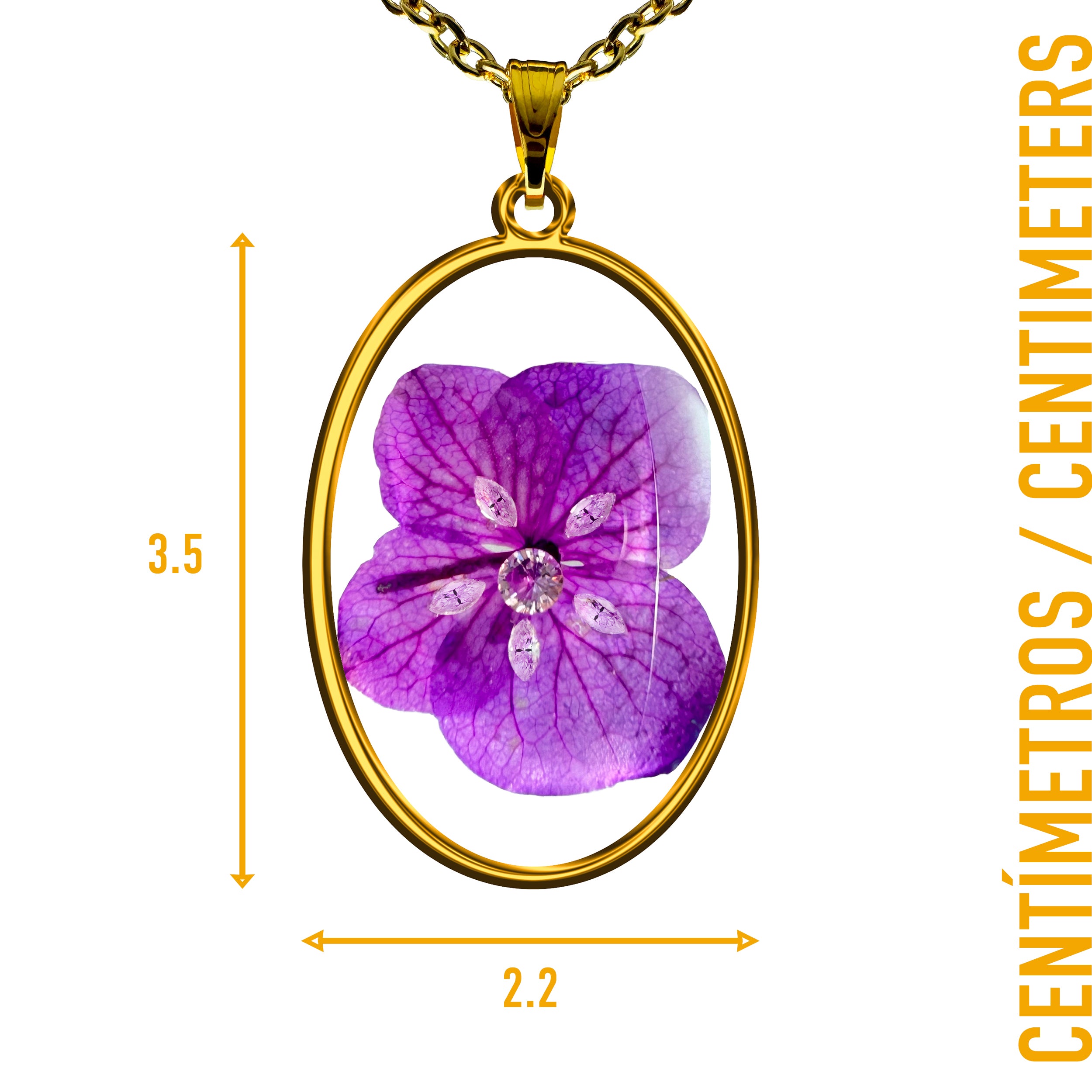 Collar de Acero Inoxidable con Flor de Hortensia Natural y Zirconias Blancas