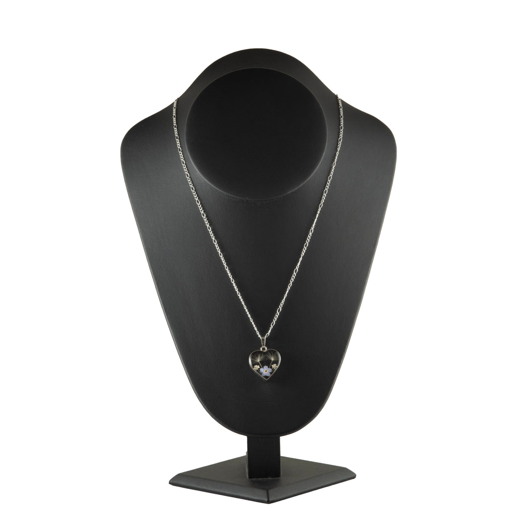 Collar Corazón con Diente de León y Nomeolvides en Plata 925