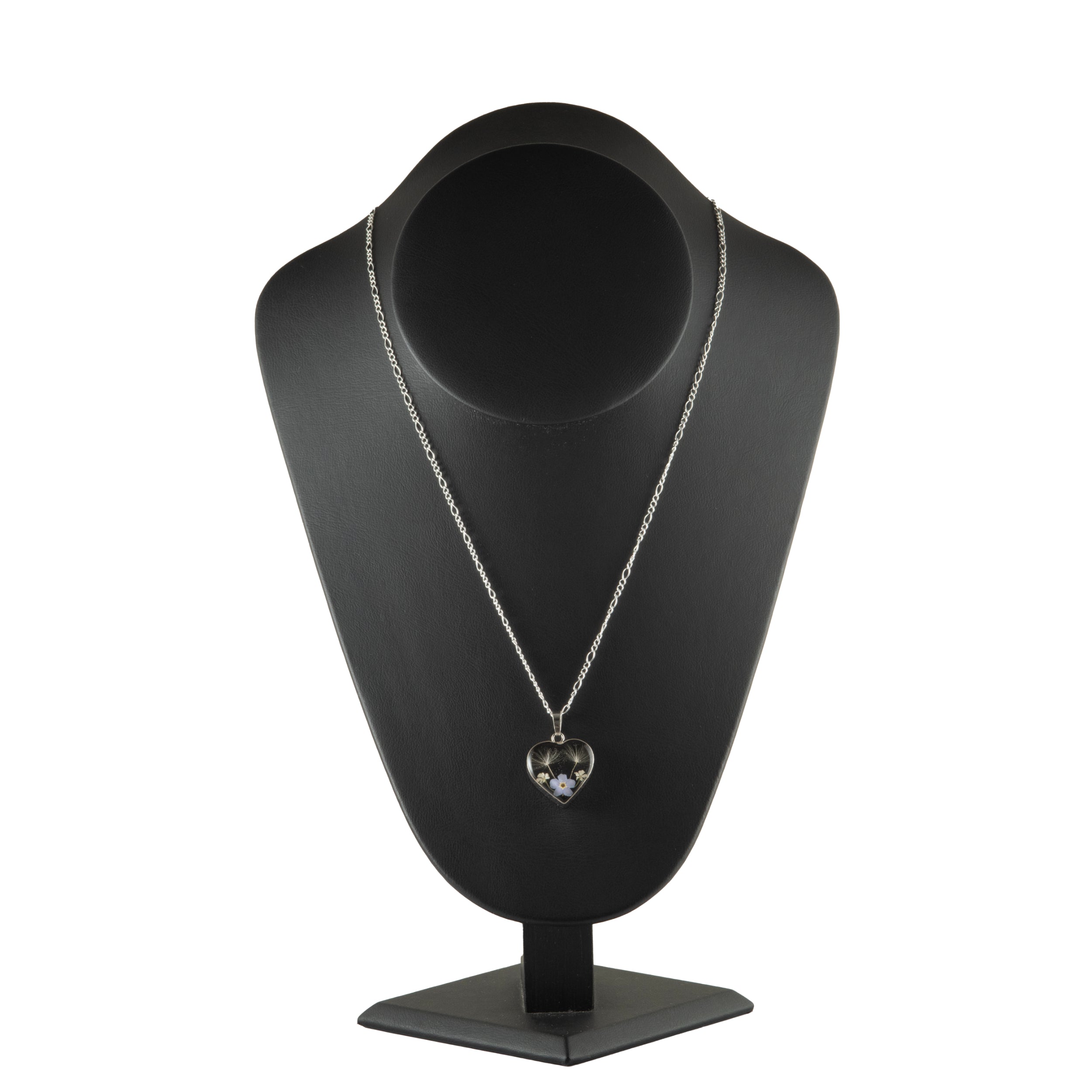 Collar Corazón con Diente de León y Nomeolvides en Plata 925