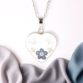 Collar Corazón con Diente de León y Nomeolvides en Plata 925