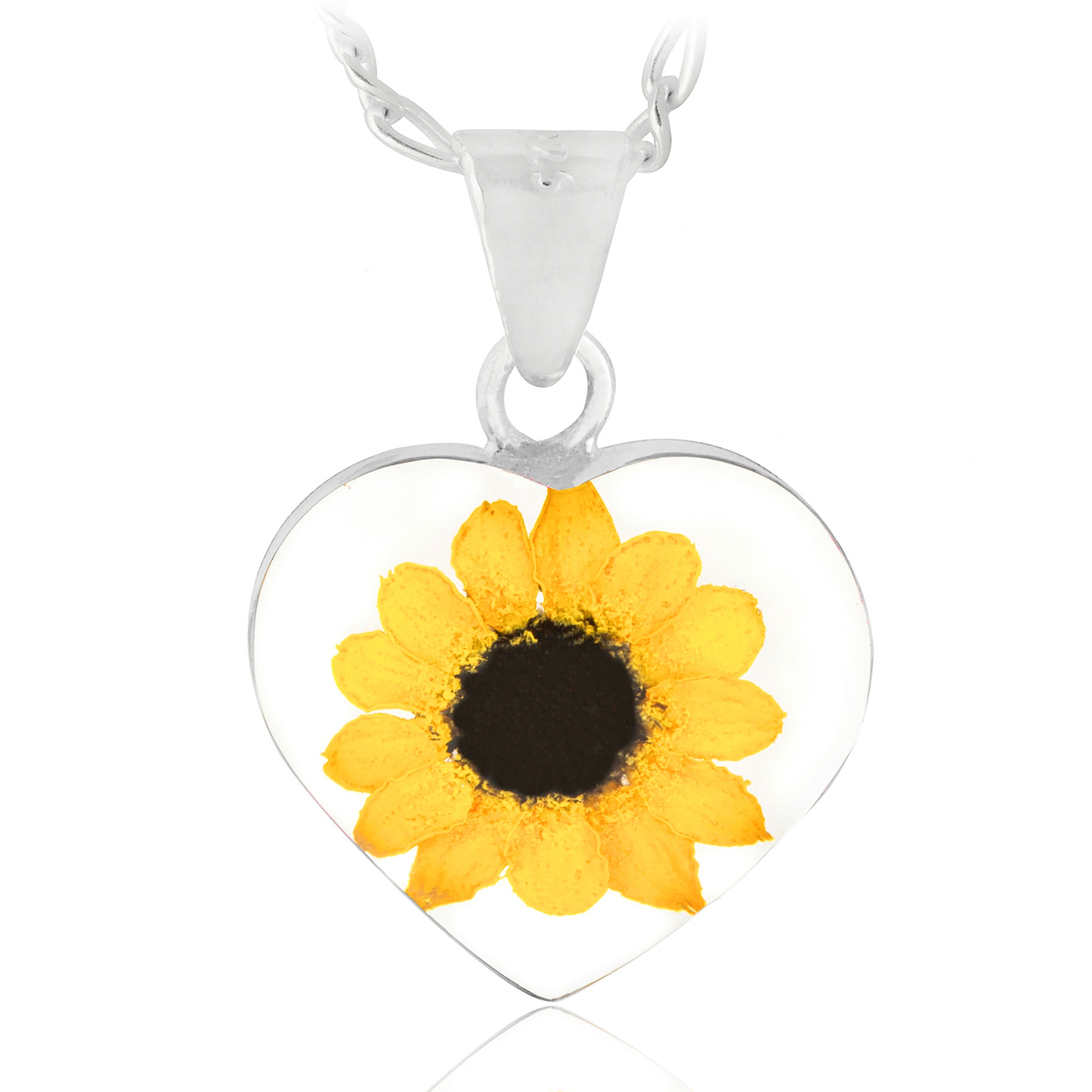Collar de Girasol Eterno en Corazón de Plata