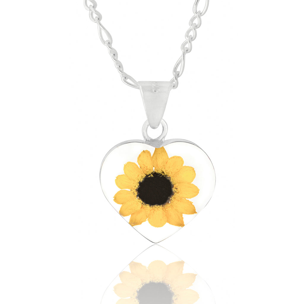 Collar de Girasol Eterno en Corazón de Plata