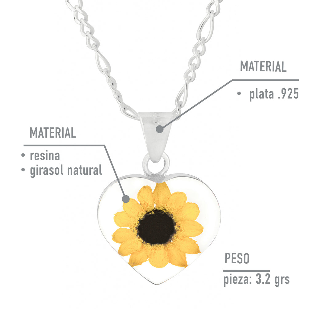 Collar Girasol en Plata con Tarjeta Inspirada en Película Shrek "Tú sí eres bonita"