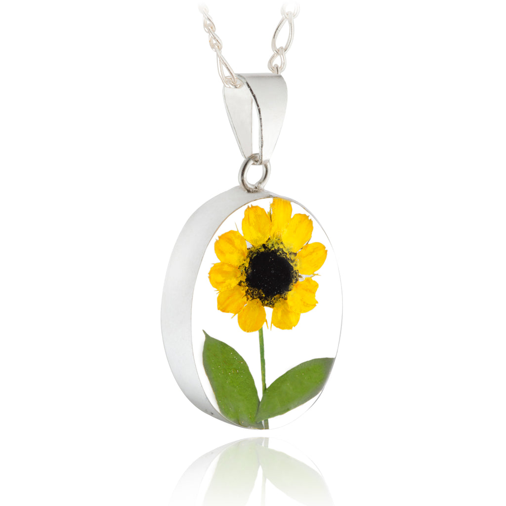 Collar de Girasol Eterno en Óvalo de Plata 925