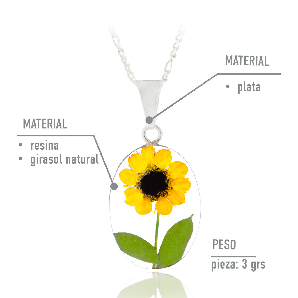 Collar de Girasol Eterno en Óvalo de Plata 925
