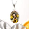 Medalla Virgen de Guadalupe en Plata con Girasol